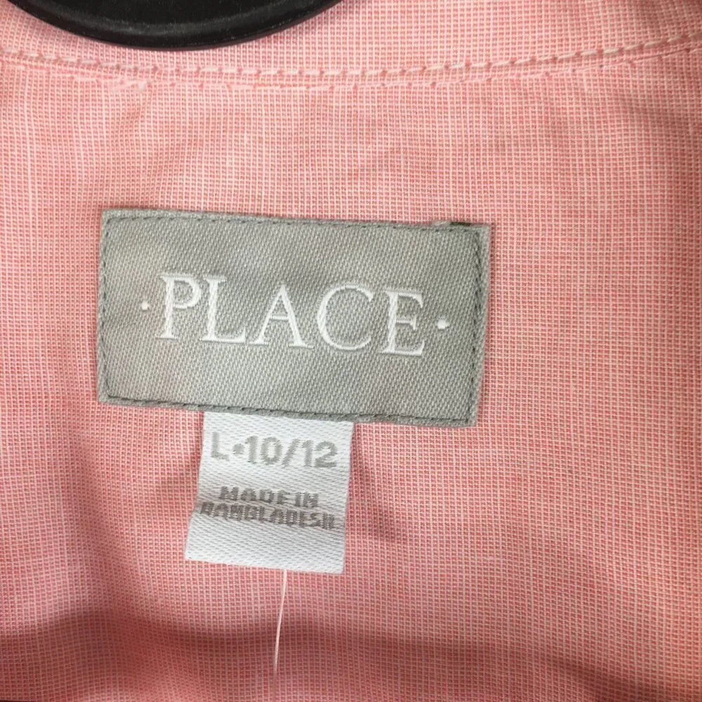 THE CHILDREN'S PLACE Long Sleeve Button Down Pink Shirt Size L. NEW